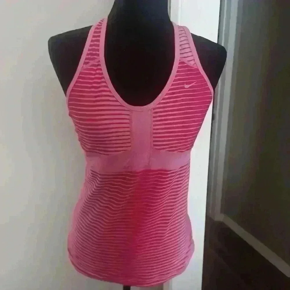 Nike Dri-Fit Womens Pink Racerback Striped Workout Tank M